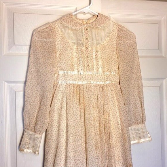 SOLD 1970s VTG GUNNE SAX Prairie Dress Floral Cottage Lace Home 7 French Country - Picture 5 of 16